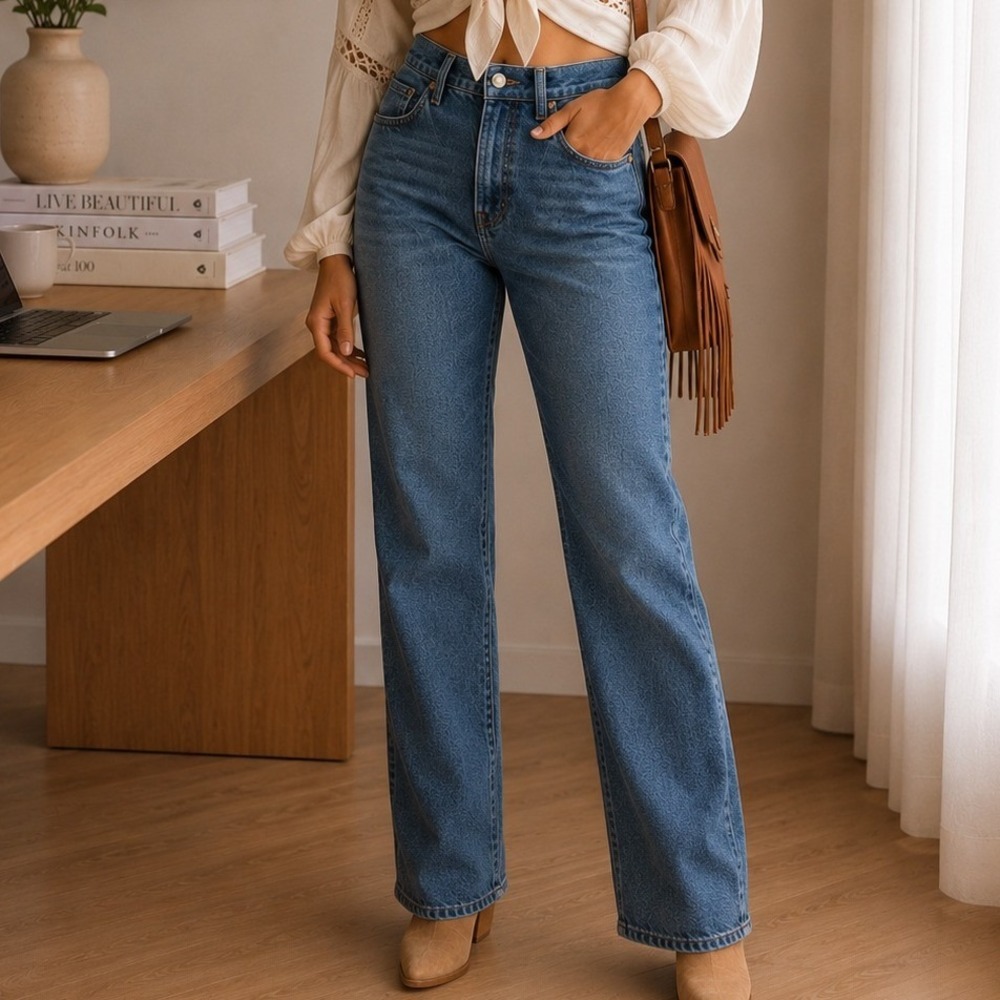 Madewell 90s Straight Leg‎ Jeans Medium Wash High Rise Denim Size 24 Blue